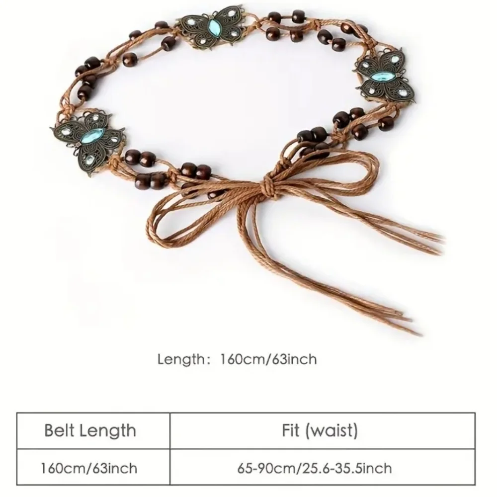 Boho Butterfly Flower Wax Rope Waistband